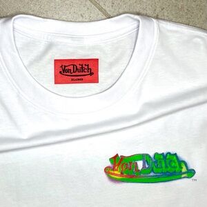 White Tee with Multicolor Logo XL